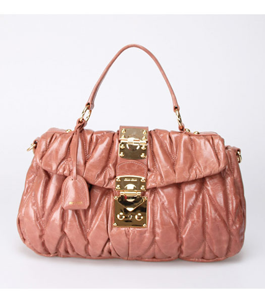Miu Miu Medium Tote Handbags Dark Pink Oil Leather