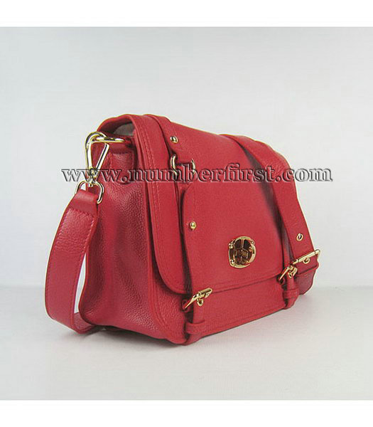 Miu Miu Messenger Bag Red Calfskin Leather Golden Metal-1