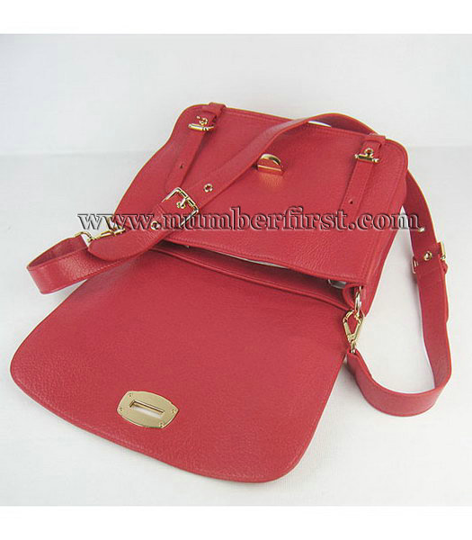 Miu Miu Messenger Bag Red Calfskin Leather Golden Metal-4