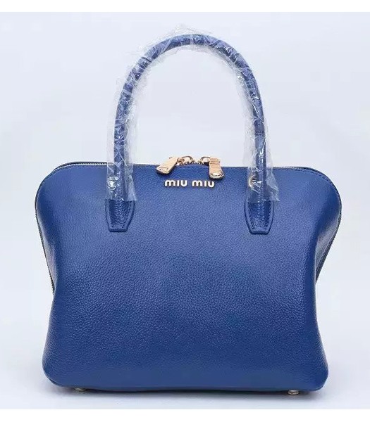 Miu Miu New Style Blue Original Leather Top Handle Bag