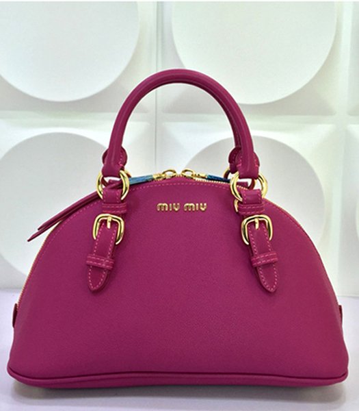 Miu Miu New Style Plum Red Leather Top-handle Bag