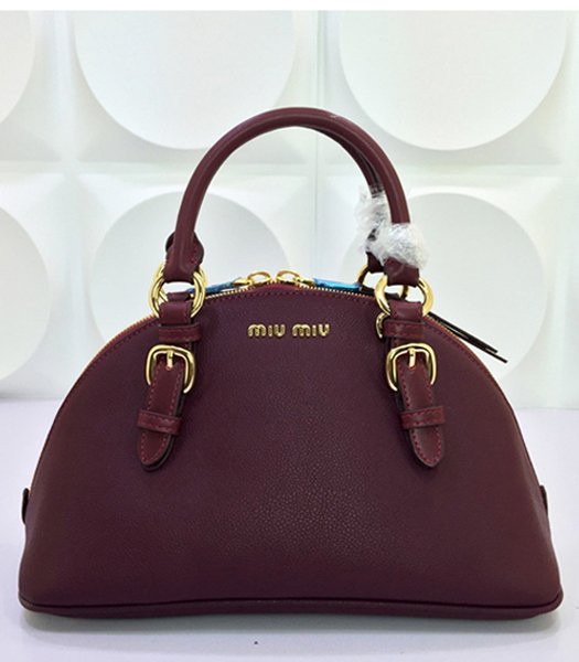 Miu Miu New Style Wine Red Leather Top-handle Bag