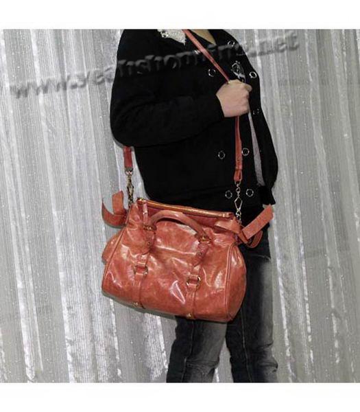 Miu Miu Oil Leather Tote Bag Pink-7