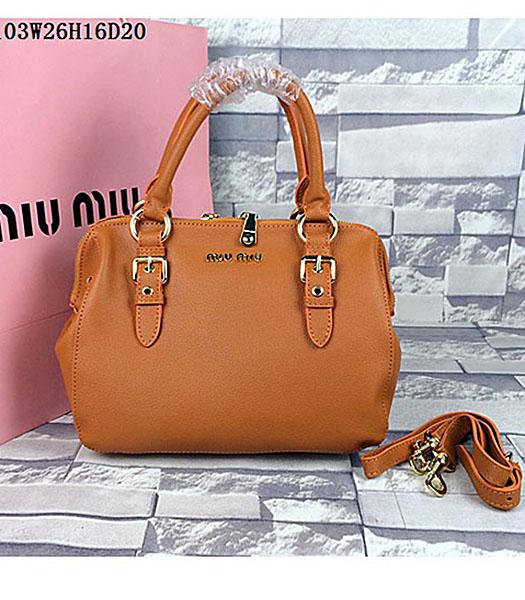 Miu Miu Orange Grainy Sheepskin Leather Top Handle Bag