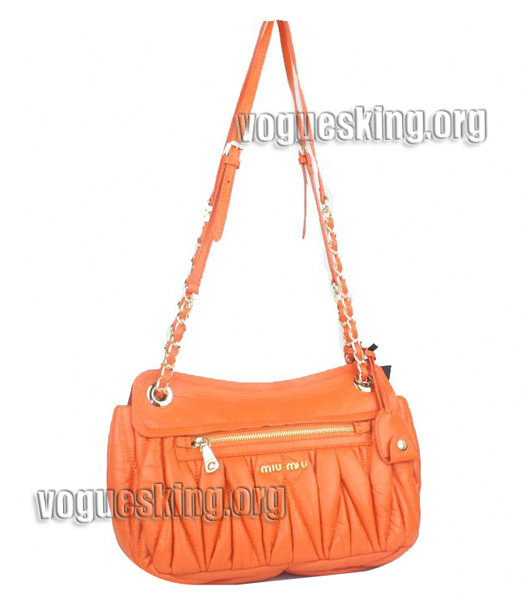 Miu Miu Orange Lambskin Leather Handbag with Chains-1