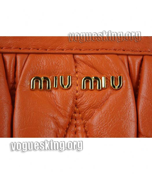 Miu Miu Orange Lambskin Leather Handbag with Chains-4