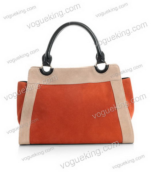 Miu Miu Orange Suede With White Oil Wax Leather Top Handle Bag-2