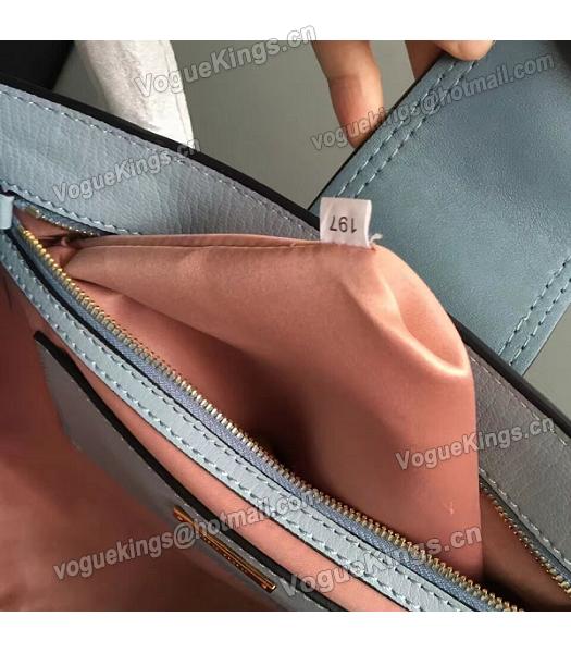 Miu Miu Original Leather Rhinestone Decorative Handle Bag Light Blue-5