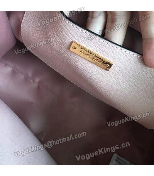 Miu Miu Original Leather Rhinestone Decorative Handle Bag Pink-3