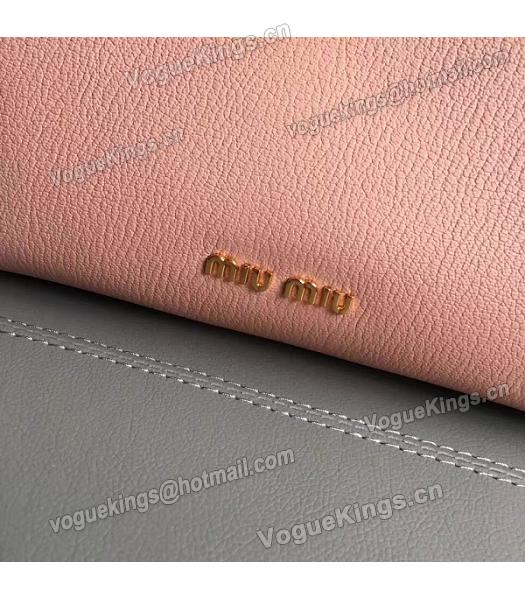 Miu Miu Original Leather Rhinestone Decorative Handle Bag Pink-5
