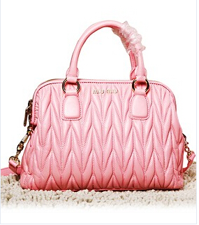 Miu Miu Pink Matelasse Leather Small Top Handle Bag