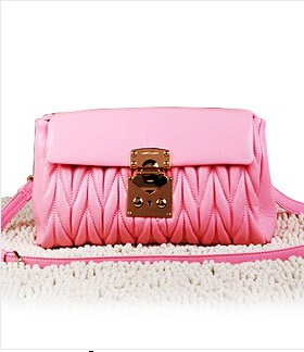 Miu Miu Pink Matelasse Original Lambskin Leather Small Shoulder Bag