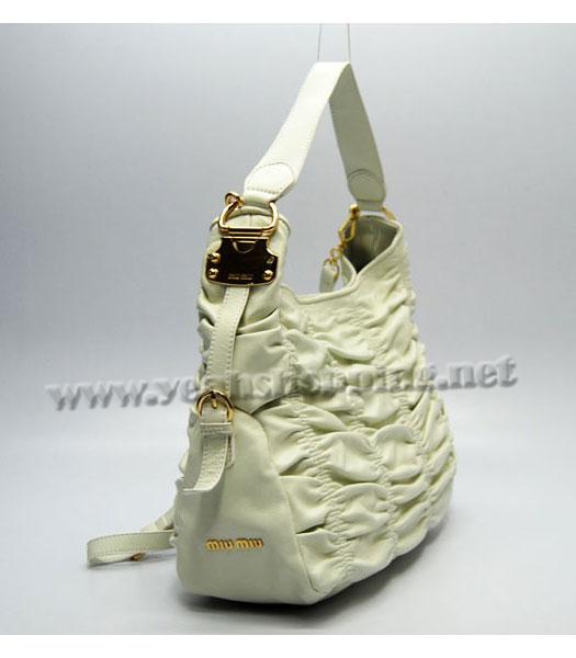 Miu Miu Pleated Hobo Bag in Offwhite Lambskin-1