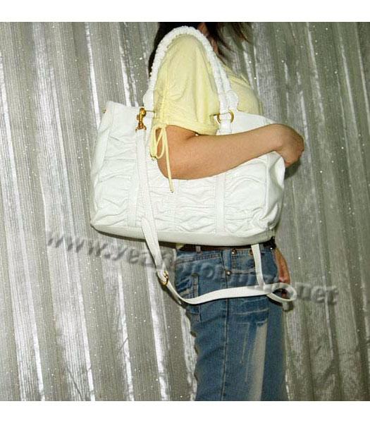 Miu Miu Pleated Tote Bag in Offwhite Lambskin-7