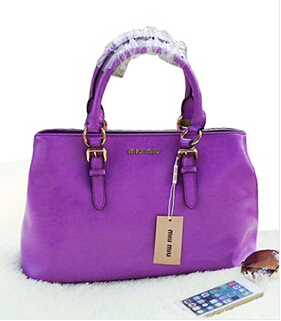 Miu Miu Purple Calf Leather Top Handle Bag
