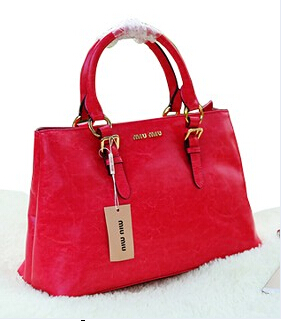 Miu Miu Red Calf Leather Top Handle Bag