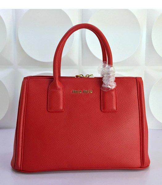 Miu Miu Red Original Calfskin Leather Tote Bag
