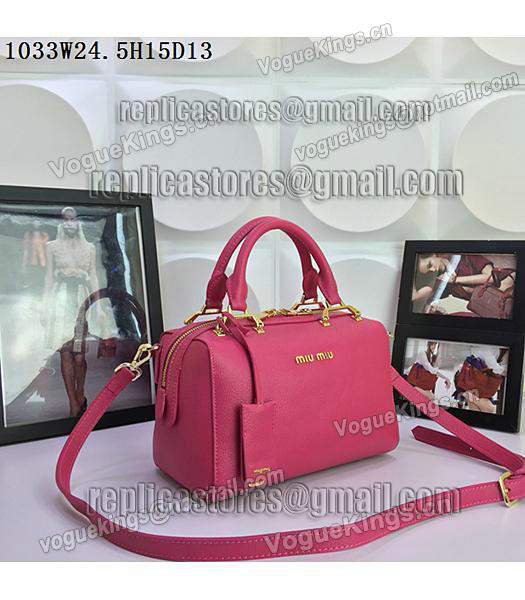 Miu Miu Rose Red Calfskin Leather Leisure Tote bag 1033-1