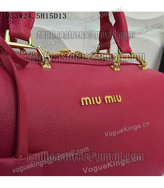 Miu Miu Rose Red Calfskin Leather Leisure Tote bag 1033-6