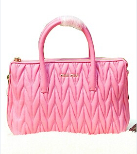 Miu Miu Sakura Pink Matelasse Leather Top Handle Bag
