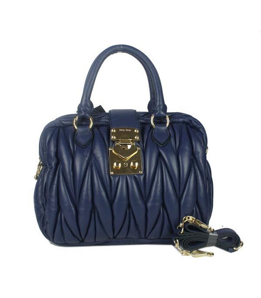Miu Miu Sapphire Blue Matelasse Lambskin Leather Handbag