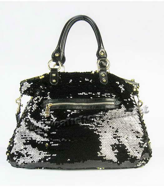 Miu Miu Sequined Lambskin Leather Tote Bag Black-2