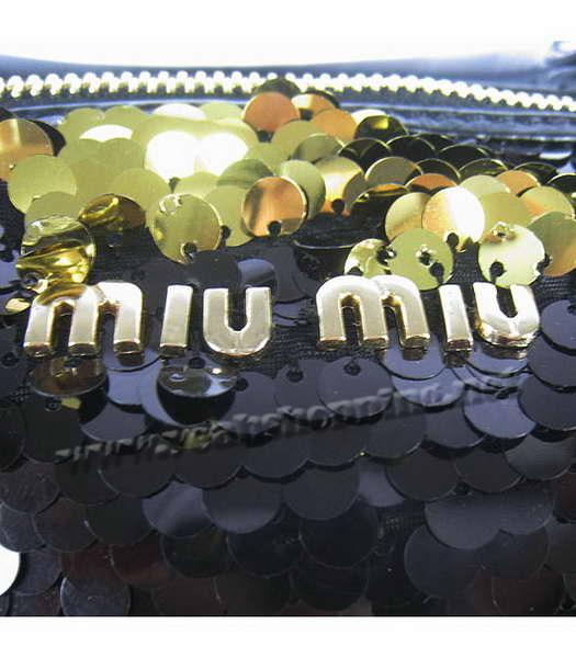Miu Miu Sequined Lambskin Leather Tote Bag Black-4