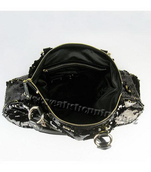 Miu Miu Sequined Lambskin Leather Tote Bag Black-6