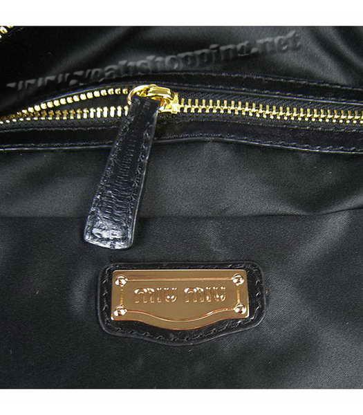 Miu Miu Sequined Lambskin Leather Tote Bag Black-7