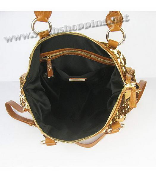 Miu Miu Sequined Lambskin Leather Tote Bag Gold-5