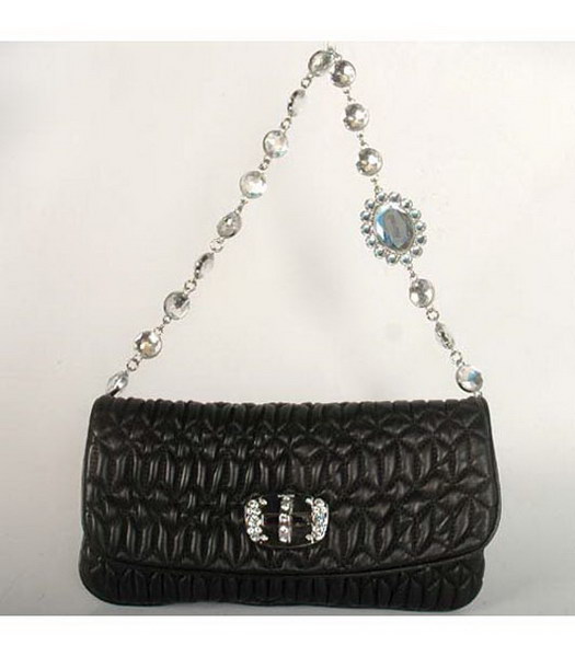 Miu Miu Shoulder Bag Black Lambskin with Chain