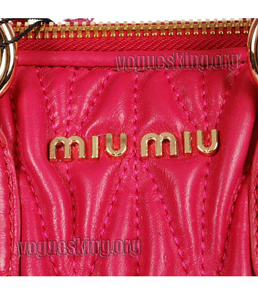 Miu Miu Small Dark Fuchsia Matelasse Lambskin Leather Handbag-6