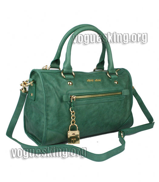 Miu Miu Small Green Oil Wax Leather Tote Bag-1
