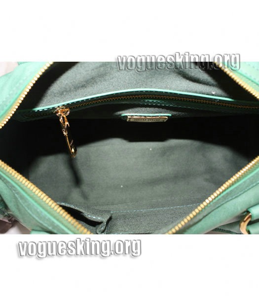 Miu Miu Small Green Oil Wax Leather Tote Bag-4