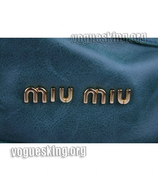 Miu Miu Small Green Oil Wax Leather Tote Bag-5