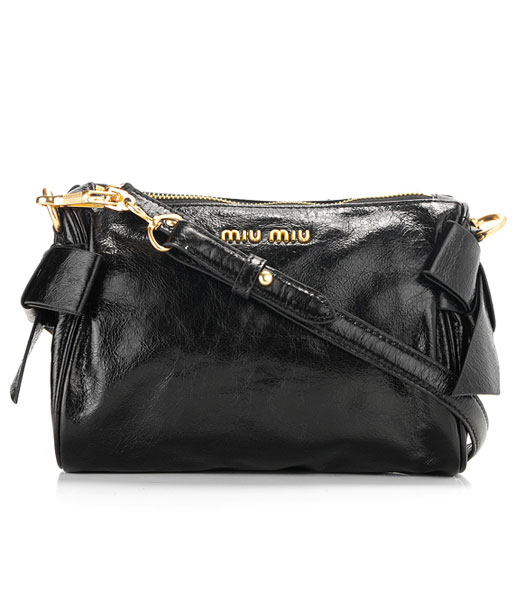 Miu Miu Small Imported Female Black Oil Wax Leather Shoulder Bag