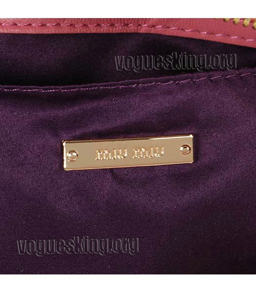 Miu Miu Small Peach Matelasse Lambskin Leather Handbag-5