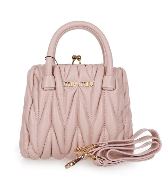 Miu Miu Small Pink Matelasse Leather Tote Bag