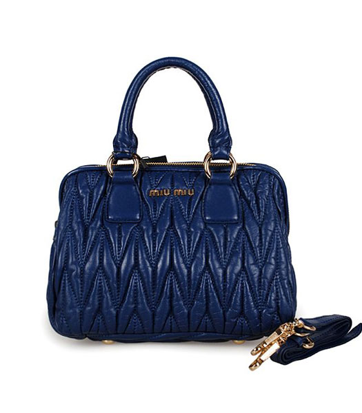 Miu Miu Small Sapphire Blue Matelasse Lambskin Leather Handbag