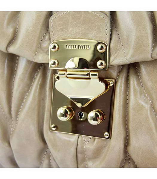 Miu Miu Small Tote Handbags Apricot Oil Leather-3