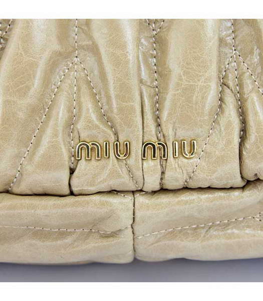 Miu Miu Small Tote Handbags Apricot Oil Leather-4