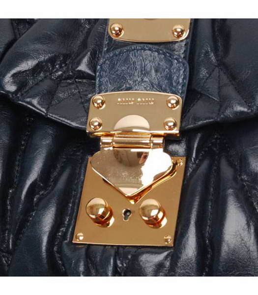 Miu Miu Small Tote Handbags Dark Blue Oil Leather-3