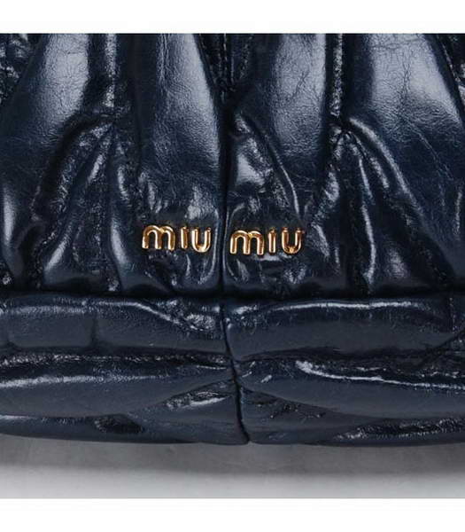 Miu Miu Small Tote Handbags Dark Blue Oil Leather-4