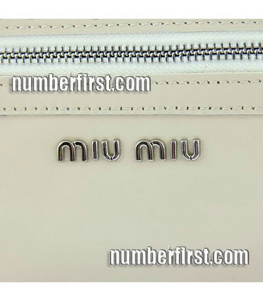 Miu Miu Small White Nappa Leather Hobo-4