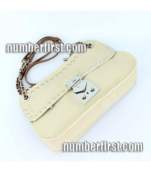 Miu Miu Small White Nappa Leather Hobo-5