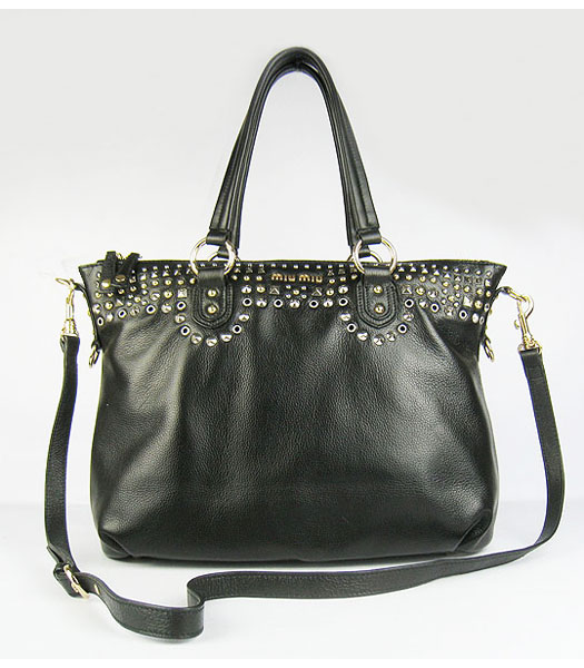 Miu Miu Studded Calf Leather Bag Black