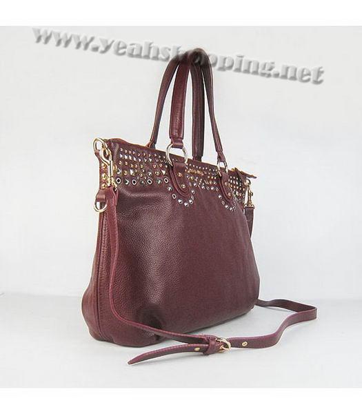 Miu Miu Studded Calf Leather Bag Red_Coffee-1