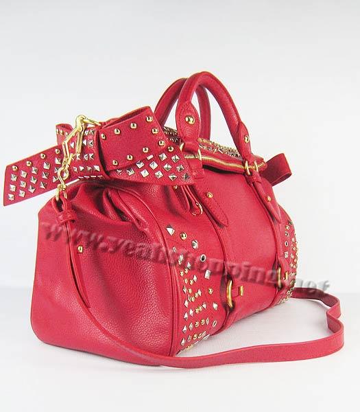 Miu Miu Studded Calfskin bag Red-1