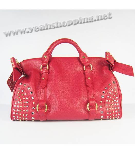 Miu Miu Studded Calfskin bag Red-2
