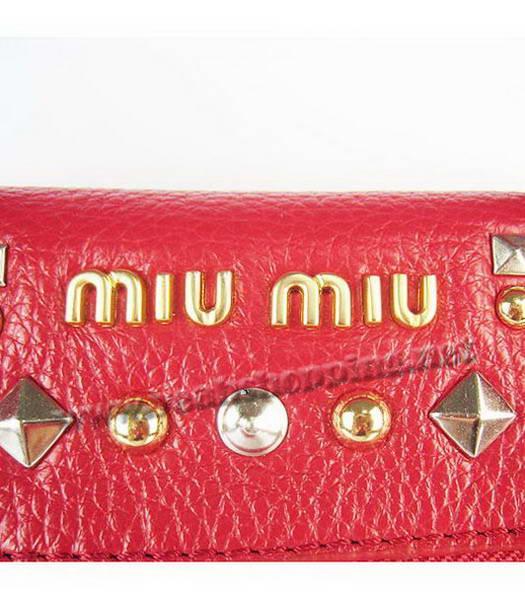 Miu Miu Studded Calfskin bag Red-6